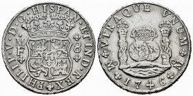 Philip V (1700-1746). 8 reales. 1746. México. MF. (C-1470). Ag. 26,89 g. Removed from Jewelry. Cleaned. VF. Est...375,00. 

Spanish Description: Fel...