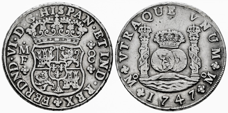 Ferdinand VI (1746-1759). 8 reales. 1747. México. MF. (Cal-469). Ag. 26,68 g. Cl...
