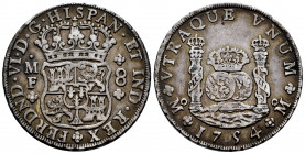 Ferdinand VI (1746-1759). 8 reales. 1754. México. MF. (Cal-482). Ag. 26,79 g. Knock on edge. VF. Est...275,00. 

Spanish Description: Fernando VI (1...
