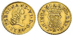 Ferdinand VI (1746-1759). 1/2 escudo. 1754. Madrid. JB. (Cal-557). Au. 1,76 g. Choice VF. Est...160,00. 

Spanish Description: Fernando VI (1746-175...