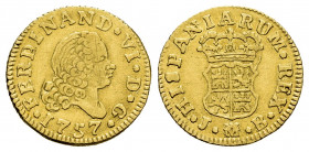 Ferdinand VI (1746-1759). 1/2 escudo. 1757. Madrid. JB. (Cal-559). Au. 1,76 g. Hairlines on obverse. Almost VF. Est...130,00. 

Spanish Description:...