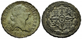 Charles III (1759-1788). 4 maravedis. 1786. Segovia. (Cal-65). Ae. 5,41 g. Choice VF/Almost XF. Est...60,00. 

Spanish Description: Carlos III (1759...