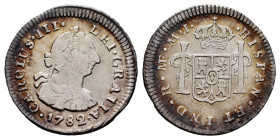 Charles III (1759-1788). 1/2 real. 1782. Lima. MI. (Cal-139). Ag. 1,65 g. Almost VF. Est...50,00. 

Spanish Description: Carlos III (1759-1788). 1/2...