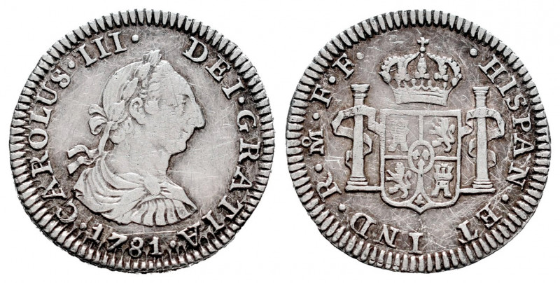 Charles III (1759-1788). 1/2 real. 1781. México. FF. (Cal-207). Ag. 1,63 g. Clea...