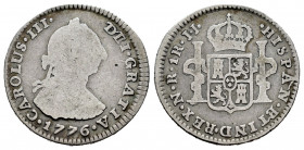 Charles III (1759-1788). 1 real. 1776. Santa Fe de Nuevo Reino. JJ. (Cal-503). (Restrepo-38-7). Ag. 3,16 g. Rare. F/Choice F. Est...150,00. 

Spanis...
