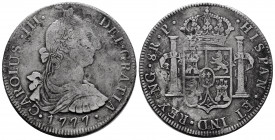 Charles III (1759-1788). 8 reales. 1777. Guatemala. P. (Cal-1009). Ag. 25,73 g. Corrosion from salt water immersion. Choice F. Est...90,00. 

Spanis...
