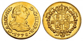 Charles III (1759-1788). 1/2 escudo. 1778. Madrid. PJ. (Cal-1267). Au. 1,77 g. Slight edge filing. XF. Est...160,00. 

Spanish Description: Carlos I...