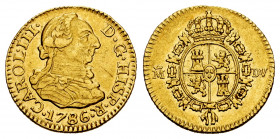 Charles III (1759-1788). 1/2 escudo. 1786. Madrid. DV. (Cal-1280). Au. 1,73 g. Almost XF. Est...120,00. 

Spanish Description: Carlos III (1759-1788...