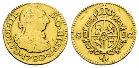 Charles III (1759-1788). 1/2 escudo. 1788. Sevilla. C. (Cal-1318). Au. 1,75 g. Almost VF. Est...150,00. 

Spanish Description: Carlos III (1759-1788...