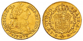 Charles III (1759-1788). 1 escudo. 1787. Madrid. DV. (Cal-1370). Au. 3,37 g. Minor nick on edge. VF/Choice VF. Est...150,00. 

Spanish Description: ...