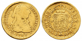 Charles III (1759-1788). 1 escudo. 1783. Popayán. SF. (Cal-1428). (Restrepo-54-24). Au. 3,29 g. Knock on obverse. Scarce. Choice F/Almost VF. Est...14...