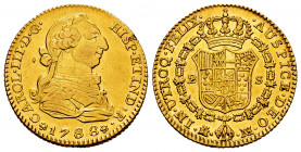 Charles III (1759-1788). 2 escudos. 1788. Madrid. M/PJ. (Cal-1576). Au. 6,75 g. Rectified assayer mark. Scarce. Choice VF/Almost XF. Est...350,00. 
...