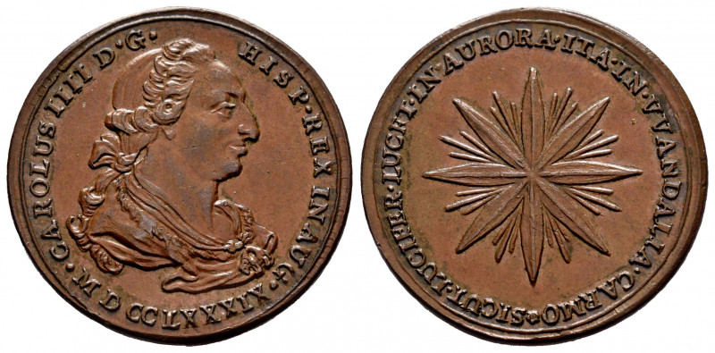 Charles IV (1788-1808). "Proclamation" medal. 1787. Carmona (Sevilla). (H-23). (...