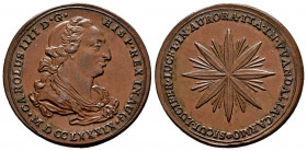 Charles IV (1788-1808). "Proclamation" medal. 1787. Carmona (Sevilla). (H-23). (Vives-78). (Vq-13086). Ae. 12,44 g. Scarce. XF. Est...140,00. 

Span...