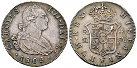 Charles IV (1788-1808). 4 reales. 1805. Madrid. FA. (Cal-787). Ag. 13,52 g. Attractive tone. Almost XF. Est...200,00. 

Spanish Description: Carlos ...