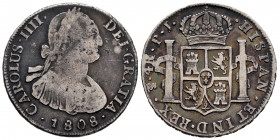 Charles IV (1788-1808). 4 reales. 1808. Potosí. PJ. (Cal-845). Ag. 13,13 g. Choice F. Est...70,00. 

Spanish Description: Carlos IV (1788-1808). 4 r...