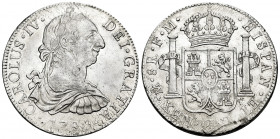 Charles IV (1788-1808). 8 reales. 1790. México. FM. (Cal-951). Ag. 26,76 g. Bust of Charles III and Ordinal IV. With some original luster remaining. S...