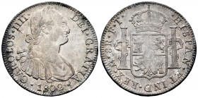 Charles IV (1788-1808). 8 reales. 1802. México. FT. (Cal-975). Ag. 27,04 g. Soft tone. With some original luster remaining. Choice VF. Est...70,00. 
...