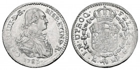 Charles IV (1788-1808). 1 escudo. 1783. Madrid. MF. Platinum. 3,42 g. Contemporary counterfeit of impossible date, minted in platinum . Choice VF. Est...
