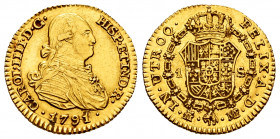 Charles IV (1788-1808). 1 escudo. 1791. Madrid. MF. (Cal-1108). Au. 3,33 g. Minors scrapes on reverse. Almost XF/Choice VF. Est...180,00. 

Spanish ...