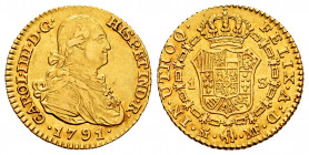 Charles IV (1788-1808). 1 escudo. 1791. Madrid. MF. (Cal-1108). Au. 3,27 g. Choice VF. Est...200,00. 

Spanish Description: Carlos IV (1788-1808). 1...