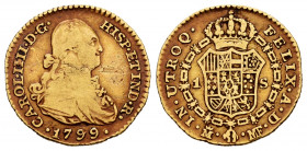Charles IV (1788-1808). 1 escudo. 1799. Madrid. MF. (Cal-1117). Au. 3,31 g. Almost VF. Est...120,00. 

Spanish Description: Carlos IV (1788-1808). 1...