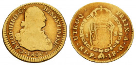Charles IV (1788-1808). 1 escudo. 1800. Popayán. JF. (Cal-1159). (Restrepo-85-14). Au. 3,25 g. Scarce. F. Est...150,00. 

Spanish Description: Carlo...
