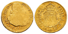 Charles IV (1788-1808). 1 escudo. 1801. Popayán. JF. (Cal-1160). (Restrepo-85-20). Au. 3,26 g. F/Choice F. Est...150,00. 

Spanish Description: Carl...