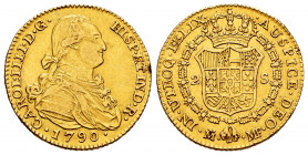 Charles IV (1788-1808). 2 escudos. 1790. Madrid. MF. (Cal-1275). Au. 6,77 g. Minor nicks on edge. VF/Choice VF. Est...300,00. 

Spanish Description:...