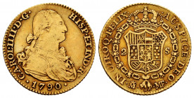 Charles IV (1788-1808). 2 escudos. 1790. Madrid. MF. (Cal-1275). Au. 6,68 g. Almost VF/VF. Est...300,00. 

Spanish Description: Carlos IV (1788-1808...
