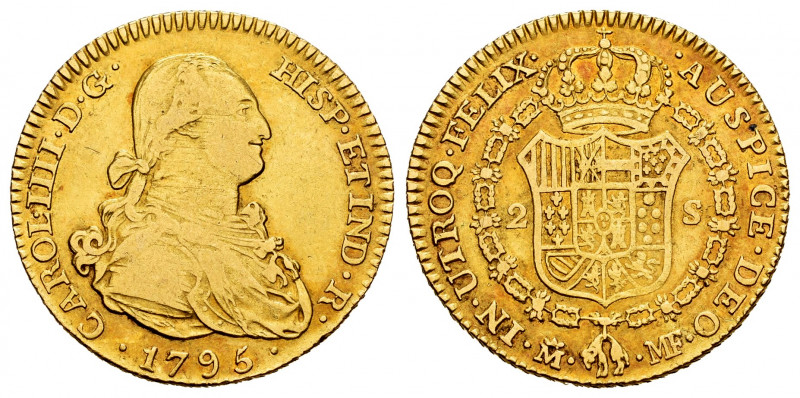 Charles IV (1788-1808). 2 escudos. 1795. Madrid. MF. (Cal-1285). Au. 6,71 g. Alm...