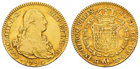 Charles IV (1788-1808). 2 escudos. 1795. Madrid. MF. (Cal-1285). Au. 6,71 g. Almost VF. Est...300,00. 

Spanish Description: Carlos IV (1788-1808). ...