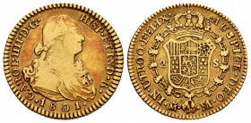 Charles IV (1788-1808). 2 escudos. 1801. Madrid. FA/MF. (Cal-1302). Au. 6,67 g. Rectified assayers marks. Choice F/Almost VF. Est...280,00. 

Spanis...