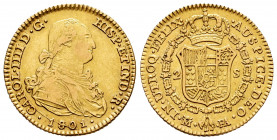 Charles IV (1788-1808). 2 escudos. 1801. Madrid. FA. (Cal-1303). Au. 6,79 g. Almost VF/VF. Est...280,00. 

Spanish Description: Carlos IV (1788-1808...