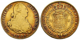 Charles IV (1788-1808). 4 escudos. 1795. Madrid. MF. (Cal-1478). Au. 13,44 g. Almost VF/VF. Est...550,00. 

Spanish Description: Carlos IV (1788-180...