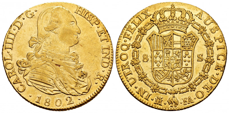 Charles IV (1788-1808). 8 escudos. 1802. Madrid. FA. (Cal-1621). (Cal onza-1012 ...