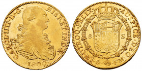 Charles IV (1788-1808). 8 escudos. 1800. México. FM. (Cal-1641). (Cal onza-1033). Au. 27,02 g. Scratches on obverse. With some original luster remaini...