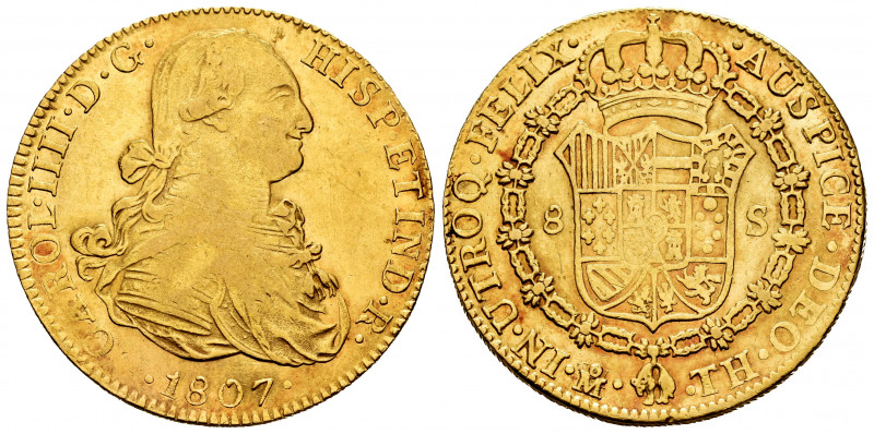 Charles IV (1788-1808). 8 escudos. 1807. México. TH. (Cal-1653). (Cal onza-1044)...
