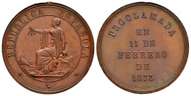 Centenary of the Peseta (1868-1931). I Republic. Medal. 1873. (V.Q.-14387). Ae. 8,24 g. Proclaimed on February 11, 1873. Engraver: García. Minor nicks...