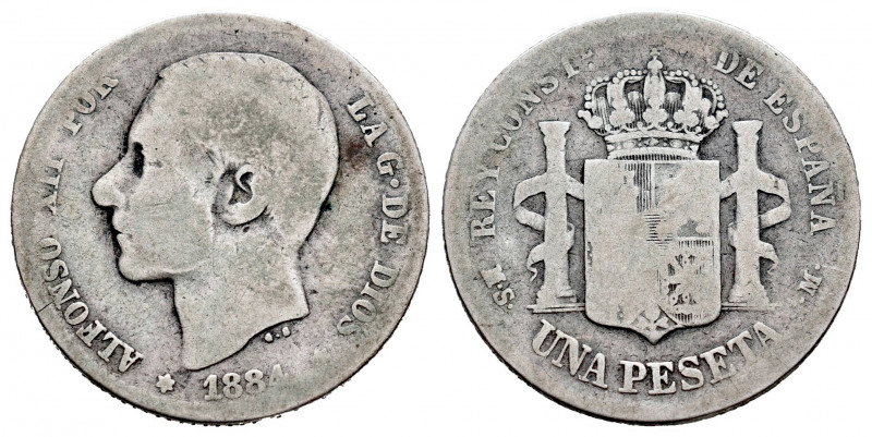 Centenary of the Peseta (1868-1931). Alfonso XII (1874-1885). 1 peseta. 1884*_ _...
