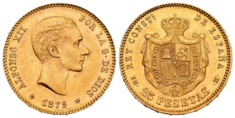 Centenary of the Peseta (1868-1931). Alfonso XII (1874-1885). 25 pesetas. 1879*1...
