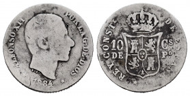 Centenary of the Peseta (1868-1931). Alfonso XII (1874-1885). 10 centavos. 1884. Manila. (Cal-100). Ag. 2,39 g. Rare. Almost F. Est...80,00. 

Spani...