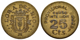 Civil War (1936-1939). 25 cents. Lora del Río. (Cal-44). 3,48 g. Rare. VF. Est...200,00. 

Spanish Description: Guerra Civil (1936-1939). 25 céntimo...