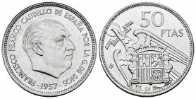 Estado Español (1936-1975). 50 pesetas. 1957*69. Madrid. (Cal-138). 12,41 g. Rare. Mint state. Est...500,00. 

Spanish Description: Estado Español (...