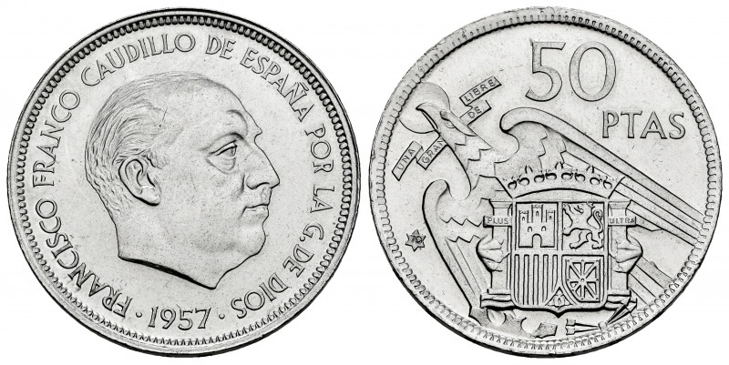 Estado Español (1936-1975). 50 pesetas. 1957*70. Madrid. (Cal-139). 12,53 g. Sca...
