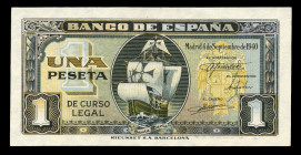 1 peseta. 1940. Madrid. (Ed-442a). September 4, nao Santa Maria. Serie I. Almost MS. Est...35,00. 

Spanish Description: 1 peseta. 1940. Madrid. (Ed...