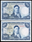 500 pesetas. 1954. Madrid. (Ed-468b). July 22, Ignacio Zuloaga. Serie S. Correlative pair. Mint state. Est...90,00. 

Spanish Description: 500 peset...