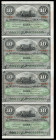 Overseas issues. Banco Español de la Isla de Cuba. 10 pesos. 1896. (Ed-CU79). (Ed-82). May 15th. Series E. PLATA overprint on reverse. Line of 4 corre...