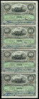 Overseas issues. Banco Español de la Isla de Cuba. 10 pesos. 1896. (Ed-CU79). (Ed-82). May 15th. Series E. Line of 4 correlative banknotes. Almost MS....