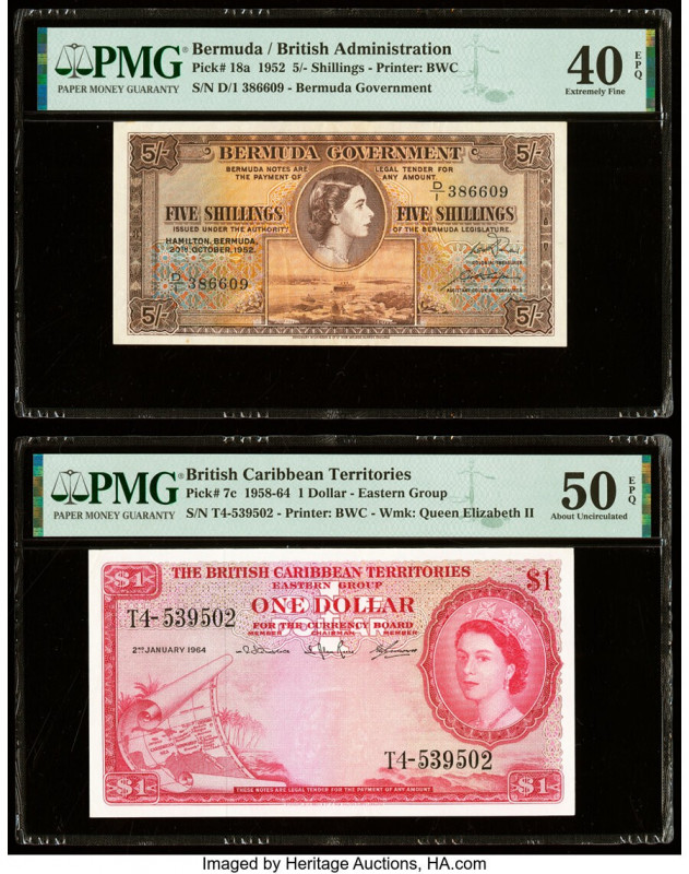 Bermuda Bermuda Government 5 Shillings 20.10.1952 Pick 18a PMG Extremely Fine 40...
